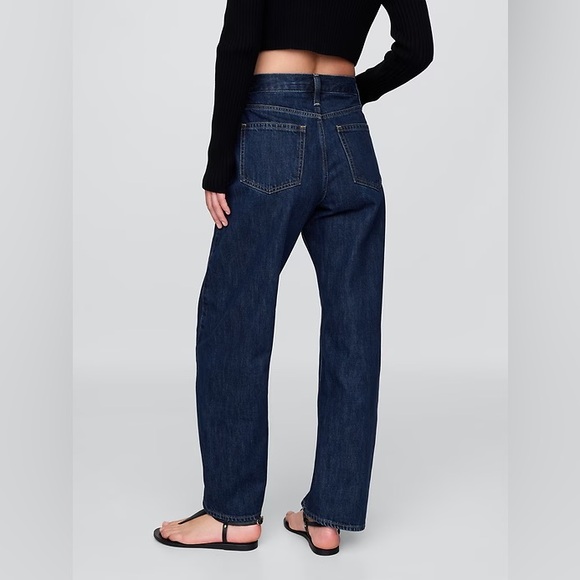 Gap High Rise Barrel Jean Dark Rinse Petite - Picture 4 of 7